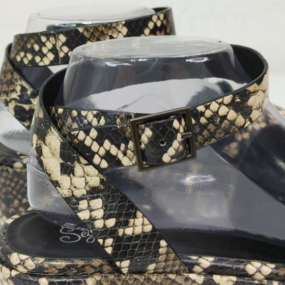 Seychelles Los Angeles Leather Platform Sandals Women's Size 8.5 (Snake … - Picture 10 of 12